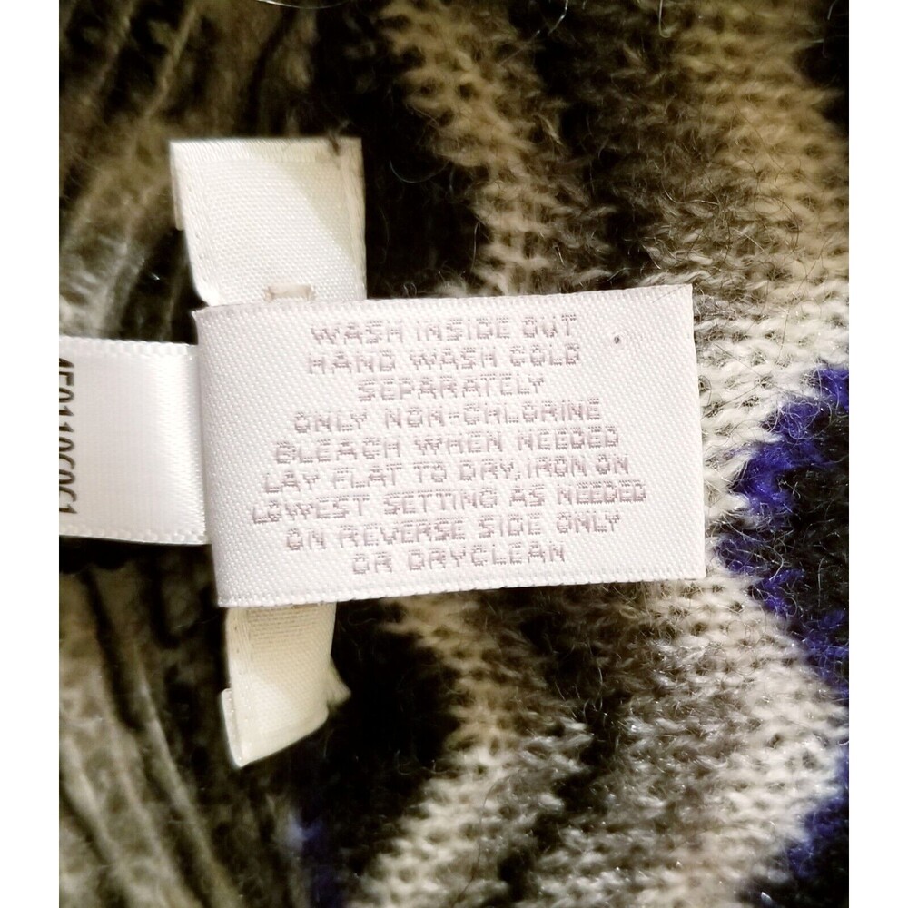 CHICO'S Cardigan Sweater Sz 2 US Large 12 Blue Black Gray Ivory Chevron Striped - Picture 6 of 8